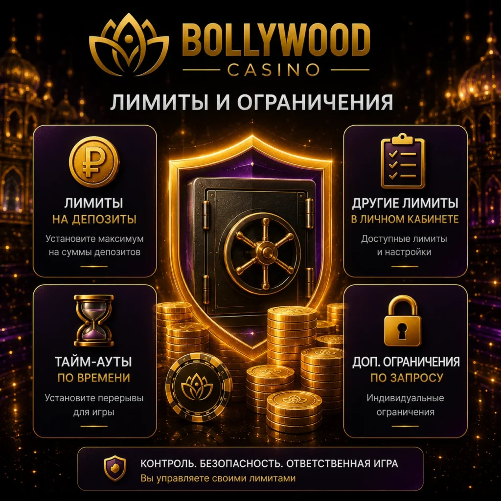 Лимиты депозитов и ограничения аккаунта в Bollywood Casino.